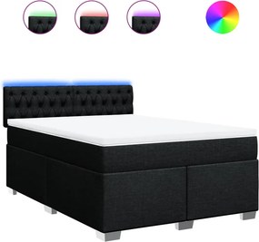 vidaXL Κρεβάτι Boxspring με Στρώμα Μαύρο 140x200 εκ. Υφασμάτινο