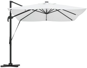 vidaXL Ομπρέλα με Βραχίονα με LED Μπεζ 352x251x265 εκ. Αλουμίνιο