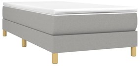 Κρεβάτι Boxspring με Στρώμα Ανοιχτό Γκρι 90x200 εκ. Υφασμάτινο - Γκρι