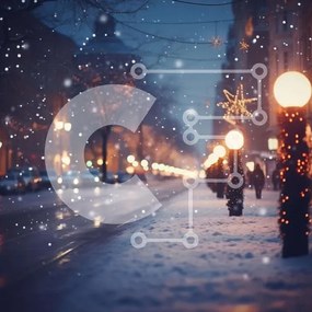 Intra Συλλεκτικό Ξύλινο Παζλ Plywood 4mm - Χιονισμένος δρόμος με φώτα και διακοσμήσεις Σε Ξύλινο Κουτί - Διαστάσεις Puzzle: 10x10 cm – 25 κομμάτια