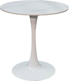 Τραπέζι Balou I pakoworld sintered stone σε λευκό μαρμάρου Φ70x74εκ