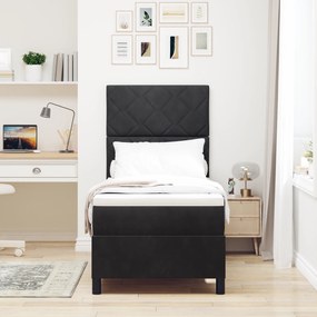 vidaXL Κρεβάτι Box Spring με Στρώμα & LED μαύρο 80x200 εκ Βελούδο