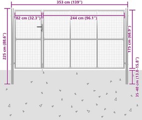 vidaXL Πόρτα Κήπου Ασημί 350x175 εκ. από Ατσάλι