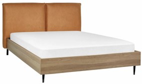 Κρεβάτι Berwyn 1674, Διπλό, Ανοιχτό καφέ, 160x200, Ινοσανίδες μέσης πυκνότητας, Οικολογικό δέρμα, Τάβλες για Κρεβάτι, 181x215x103cm, 40 kg