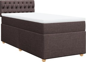 vidaXL Κρεβάτι Boxspring με Στρώμα Σκούρο Καφέ 100x200 εκ. Υφασμάτινο