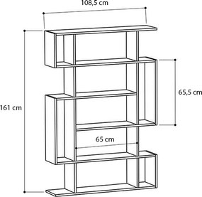 Βιβλιοθήκη Clint Megapap χρώμα καρυδί 108,5x25,5x161εκ.