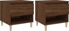 vidaXL Κομοδίνα 2 τεμ Καφέ Δρυς 50x46x50 εκ. από Επεξεργασμένο Ξύλο