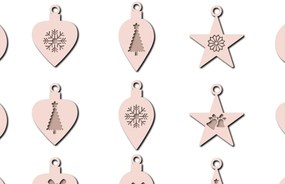 Σετ των 2 Intra απο ξύλο plywood 3mm-4mm πάχος προτύπων χριστουγεννιάτικων σκουλαρικιών 1 Δίασταση 15x15 cm INTRAFABR-17539147