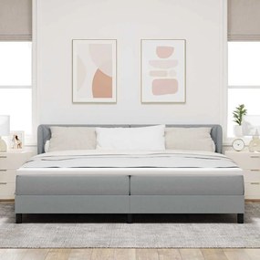 vidaXL Κρεβάτι box spring με στρώμα Ανοιχτό γκρι 200 x 200 cm ύφασμα