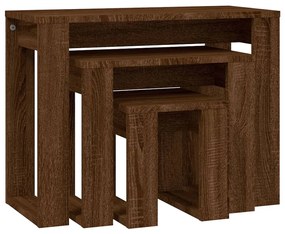 vidaXL Τραπεζάκια Ζιγκόν 3 τεμ. Καφέ Δρυς από Επεξεργασμένο Ξύλο