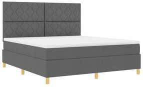 vidaXL Κρεβάτι Box Spring με Στρώμα & Φωτιστικό LED Σκούρο Γκρι 180x200 εκ Υφασμάτινο