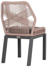 Καρέκλα HOWARD C5547.12 Αλουμίνιο Ανθρακί με Σχοινί και Μαξιλάρι Μπέζ 55,5x60x84,5Υ εκ. 4αδα 55.5x60x84.5 εκ.