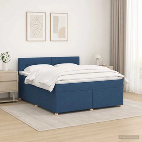 vidaXL Κρεβάτι box spring με στρώμα Μπλε 180 x 200 cm Ύφασμα