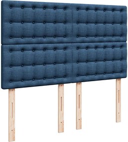 vidaXL Κρεβάτι Boxspring με Στρώμα Μπλε 140x200 εκ. Υφασμάτινο
