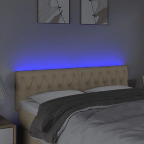 Κεφαλάρι Κρεβατιού LED Κρεμ 144x7x78/88 εκ. Υφασμάτινο 3121951