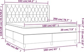 vidaXL Κρεβάτι Boxspring με Στρώμα Κρεμ 160x200 εκ. Υφασμάτινο