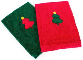 Χριστουγεννιάτικες Πετσέτες (Σετ 2τμχ) Dimcol Christmas Tree Red-Green