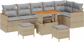 vidaXL Σετ Καναπέ Κήπου 9 pcs Μπεζ συνθετικό ρατάν