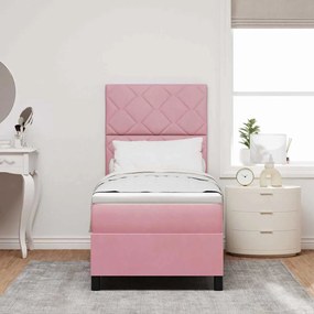 vidaXL Κρεβάτι με ελατήρια με στρώμα Ροζ 80 x 200 cm Βελούδο