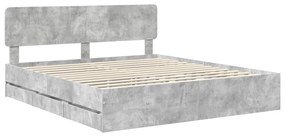 vidaXL Σκελετός Κρεβατιού Σκυρόδεμα Γκρι 200 x 200 cm Μηχανήματος Ξύλο