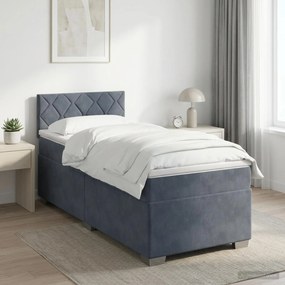 vidaXL Κρεβάτι box spring με στρώμα Σκούρο Γκρι 100 x 200 cm Βελούδο