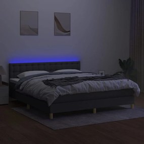 ΚΡΕΒΑΤΙ BOXSPRING ΜΕ ΣΤΡΩΜΑ &amp; LED ΣΚ.ΓΚΡΙ 180X200 ΕΚ ΥΦΑΣΜΑΤΙΝΟ 3134054