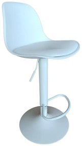 Bar stool Louser height adjustable white pp with cushion-white metal base 44x46x114cm 44x46x114 εκ.