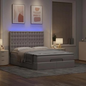 ΟΘΩΜΑΝΙΚΟ ΚΡΕΒΑΤΙ ΜΕ ΣΤΡΩΜΑ &amp; LEDS TAUPE 140X200 CM ΎΦΑΣΜΑ 3314180