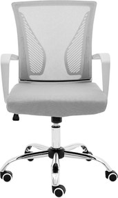 BF2120-S Πολυθρόνα Γραφείου Άσπρο - Μέταλλο Βάση Χρώμιο Mesh Γκρι   1τμχ