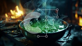 Intra Συλλεκτικό Ξύλινο Παζλ Plywood 4mm - Καζάνι με πράσινο υγρό και φυσαλίδες Σε Ξύλινο Κουτί - Διαστάσεις Puzzle: 10x10 cm – 25 κομμάτια