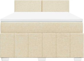 vidaXL Κρεβάτι Boxspring με Στρώμα Κρεμ 140x190 εκ. Υφασμάτινο