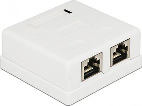 POWERTECH επιτοίχια πρίζα δικτύου CAB-N130, 2 θυρών, Cat.6 UTP, λευκή