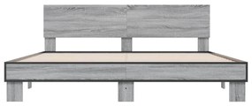 vidaXL Πλαίσιο Κρεβατιού Γκρι Sonoma 200x200 εκ. Επεξ. Ξύλο &amp; Μέταλλο