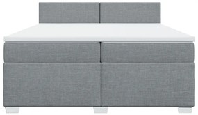 vidaXL Κρεβάτι Boxspring με Στρώμα Ανοιχτό Γκρι 200x200 εκ. Υφασμάτινο