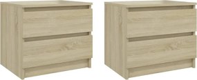 vidaXL Κομοδίνα 2 τεμ. Sonoma Δρυς 50 x 39 x 43,5 εκ. από Επεξ. Ξύλο