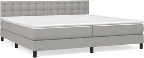 vidaXL Κρεβάτι Boxspring με Στρώμα Ανοιχτό Γκρι 200x200 εκ. Υφασμάτινο