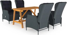 vidaXL Σετ Τραπεζαρίας Κήπου 5 Τεμαχίων Σκούρο Γκρι