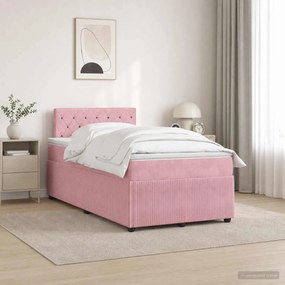 vidaXL Κρεβάτι box spring με στρώμα Ροζ 120 x 200 cm Βελούδο