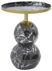 Βοηθητικό τραπέζι Dearest Inart μπλε μαρμάρου-χρυσό μέταλλο Φ41x57εκ 41x41x57 εκ.