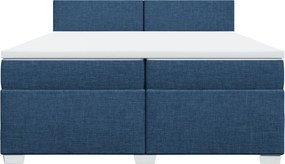 vidaXL Κρεβάτι Boxspring με Στρώμα Μπλε 200x200 εκ. Υφασμάτινο