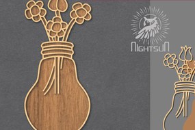 Intra απο ξύλο plywood 3mm-4mm πάχος - Λουλούδια σε λάμπα κομμένη διακόσμηση λέιζερ 6 Δίασταση 20x20 cm INTRAFABR-121844449