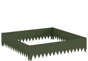 vidaXL Περίγραμμα γκαζόν 4 τμχ. 100 x 100 x 20 cm Ατσάλι Λαδί