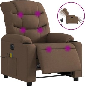 vidaXL Πολυθρόνα Μασάζ Ηλεκτρική Ανακλινόμενη Καφέ Υφασμάτινη