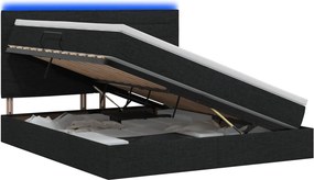 vidaXL LED Κρεβάτι αποθήκευσης με στρώμα Μαύρο 140 x 190 cm Ύφασμα