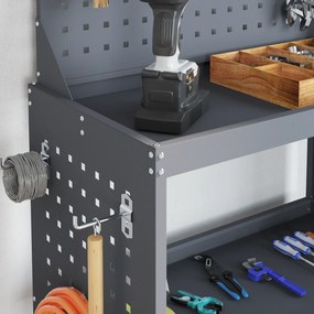 vidaXL Καρότσι εργαλείων με ράφι Ανθρακί 65 x 35 x 111 εκ Κρύα χάλυβας