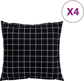 vidaXL Διασκορπισμένα Μαξιλάρια Καρό 4 pcs Μαύρη Καρώ 60 x 60 cm