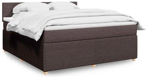 vidaXL Κρεβάτι Boxspring με Στρώμα Σκούρο Καφέ 180x200 εκ Υφασμάτινο