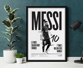Πόστερ &amp; Κάδρο Leo Messi SC025 30x40cm Μαύρο Ξύλινο Κάδρο (με πόστερ)
