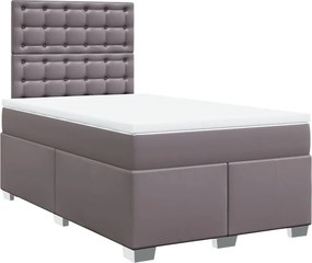 vidaXL Κρεβάτι Boxspring με Στρώμα Γκρι 120x190εκ. από Συνθετικό Δέρμα