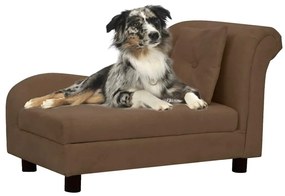 vidaXL Καναπές - Κρεβάτι Σκύλου με Μαξιλάρι Καφέ 83x44x44 εκ. Βελουτέ